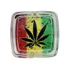 Blink | Glass Ashtray - Green Leaf - Square, [ Single ]