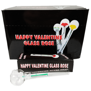 BOX  of 24- Happy Valentine Glass Rose Bowl