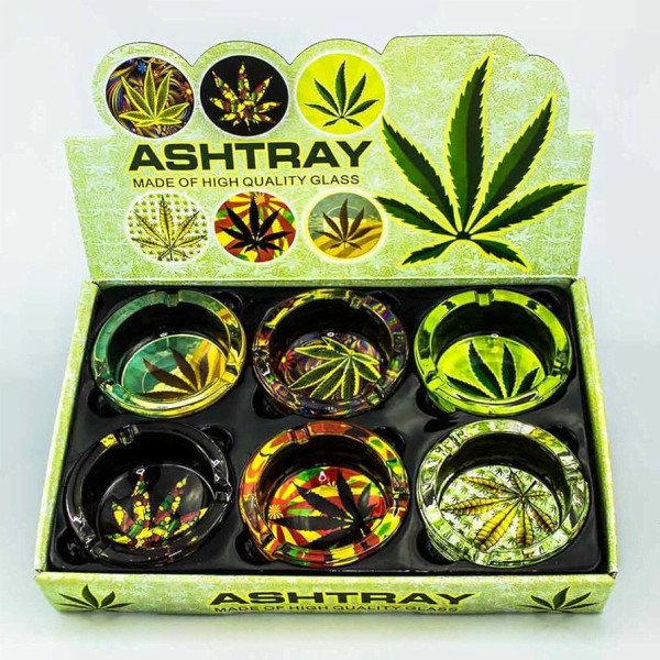 BOX of 6 - Glass Leaf Ashtrays - Image 2