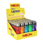 Box of 50 - Neon Clear Gas Lighter Assorted