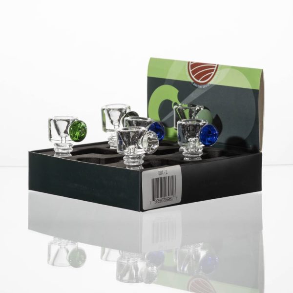Box of 6 - Hillside Glass Bowl w/ Dot Bubble & Frosted Joint - Image 2