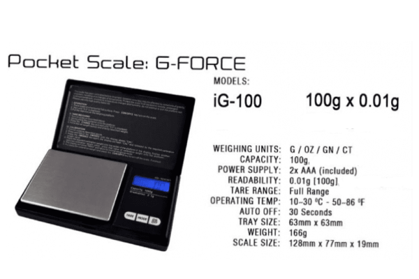Infyniti Scales | G Force Digital Pocket Scale | 100g x 0.01g - Image 3
