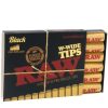 RAW | Tips Pre Rolled - Black W-Wide, 18 CT, [ Single ]