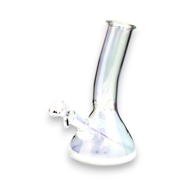 Glass Iridescent Colored Beaker Water Pipe with Ice Catcher & Downstem | 204 Grams - 8"