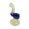 Silver Fumed Dot Work | Bubbler Hand Pipe - Clear/Blue