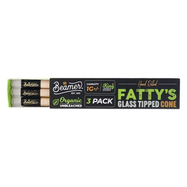 Beamer | Glass Tipped | King Size Organic Unbleached Pre-Rolled Cones | Pack of 3