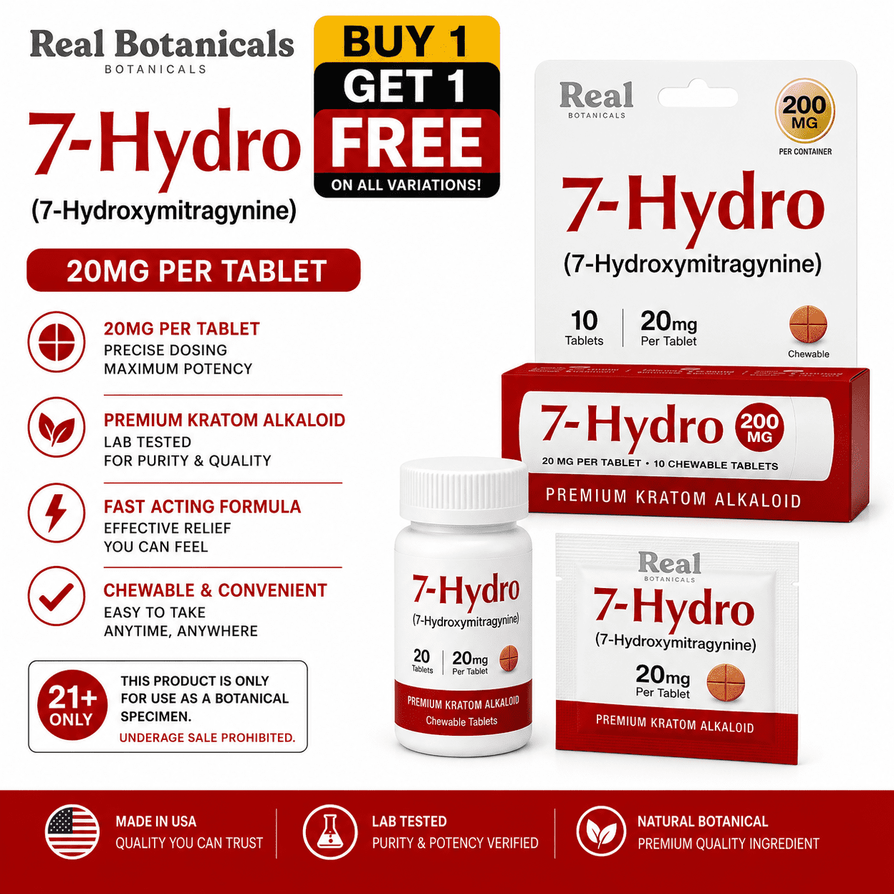 Real Botanicals | 7 Hydro Tablets | 20mg Real Botanicals | 7 Hydro Tablets | 20mg - Image 1