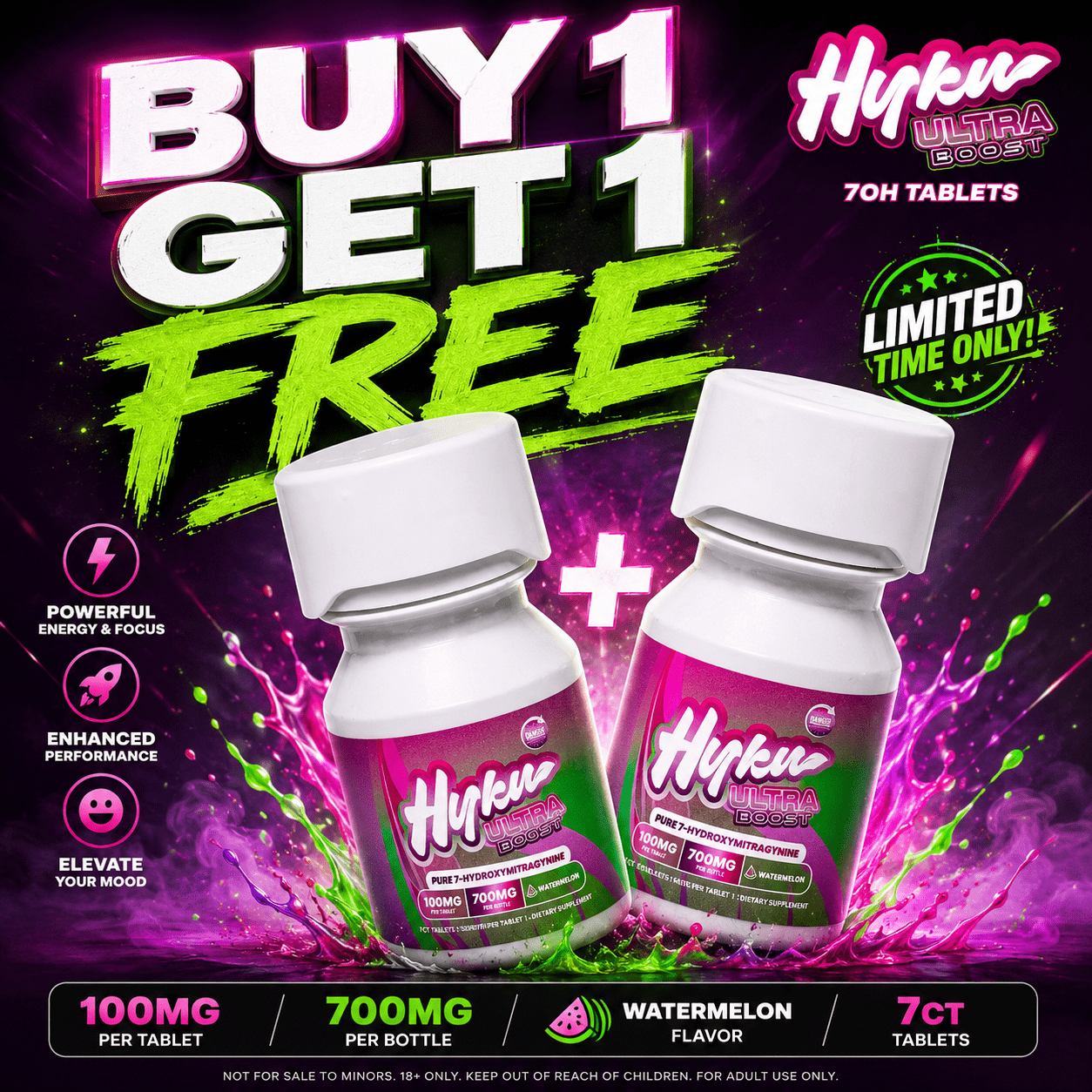 Hyku | Ultra Boost 7OH Tablets | 7CT – 100MG Each Hyku | Ultra Boost 7OH Tablets | 7CT - 100MG Each - Image 1
