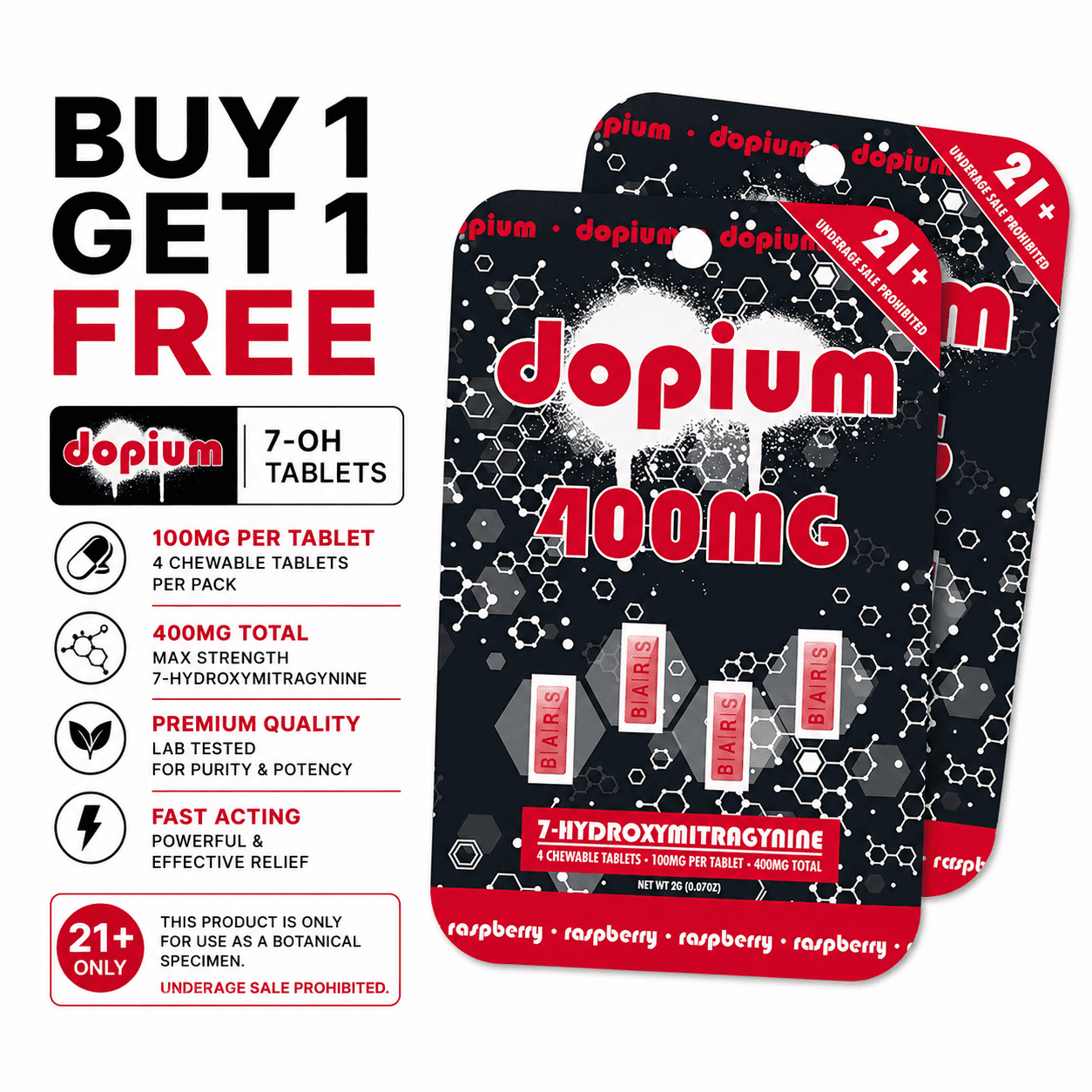 Dopium | 7OH Tablets | 4CT – 100MG Each | 400MG Dopium | 7OH Tablets | 4CT - 100MG Each | 400MG - Image 1