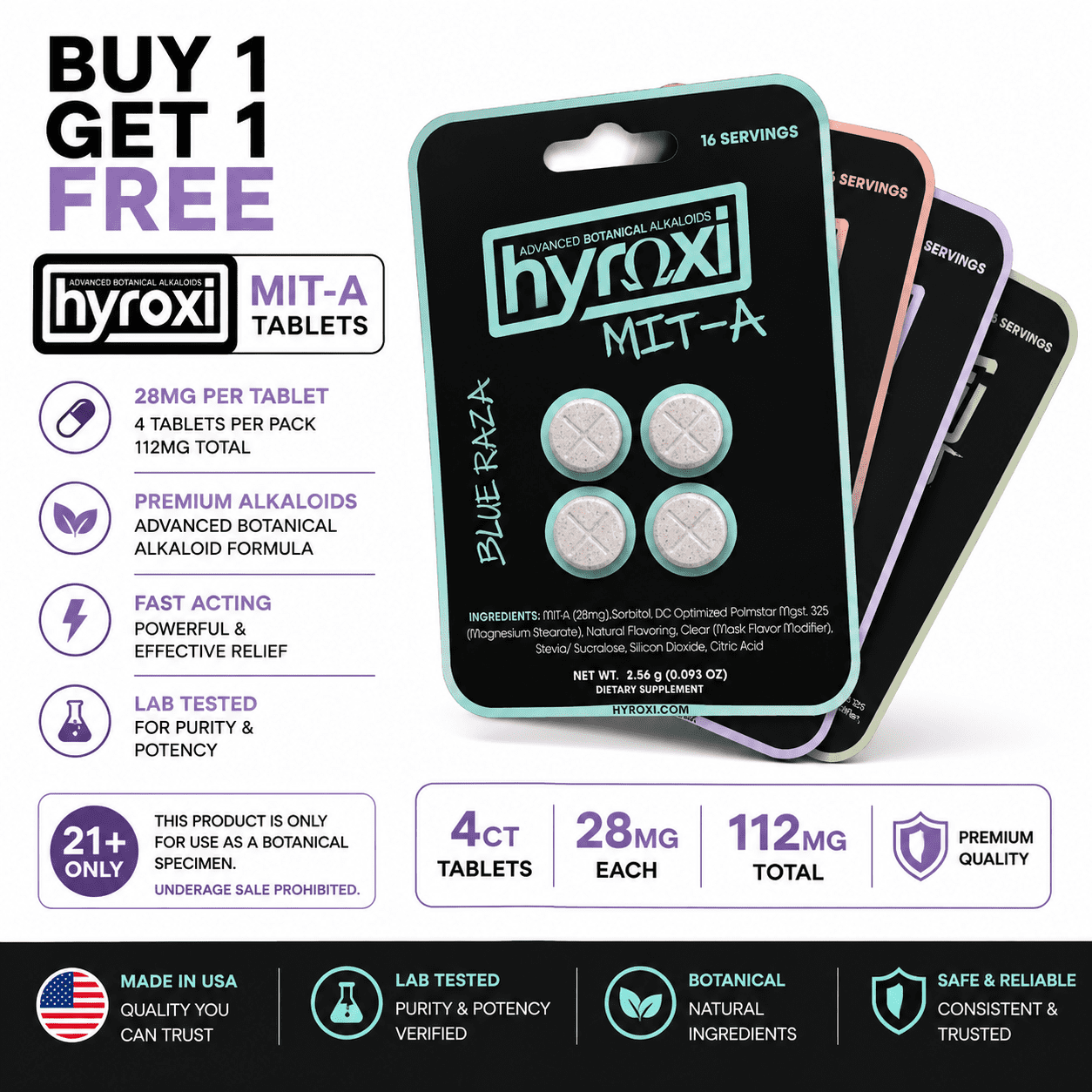 Hyroxi | MIT-A Tablets | 4CT – 28MG Each | 112MG Hyroxi | MIT-A Tablets | 4CT - 28MG Each | 112MG - Image 1