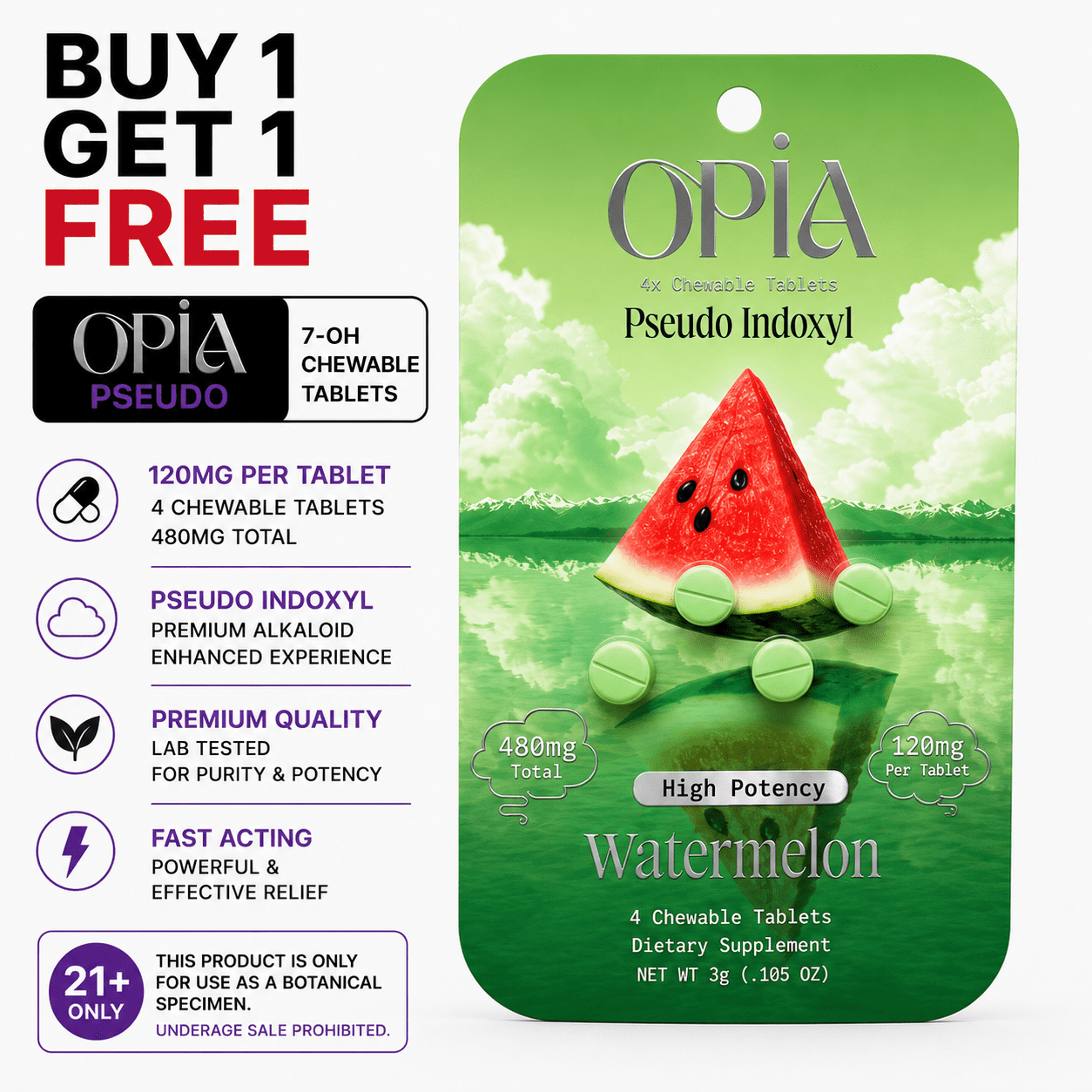 OPiA | PSEUDO | 4CT – 120MG Each | 480MG OPiA | PSEUDO | 4CT - 120MG Each | 480MG - Image 1