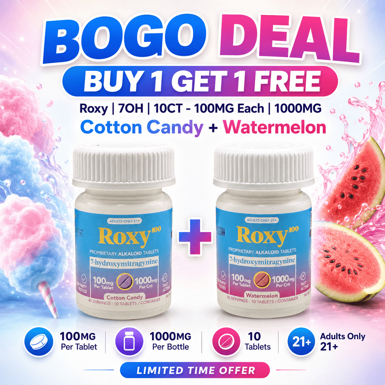 Roxy | 7OH | 10CT – 100MG Each | 1000MG Roxy | 7OH | 10CT - 100MG Each | 1000MG - Image 1